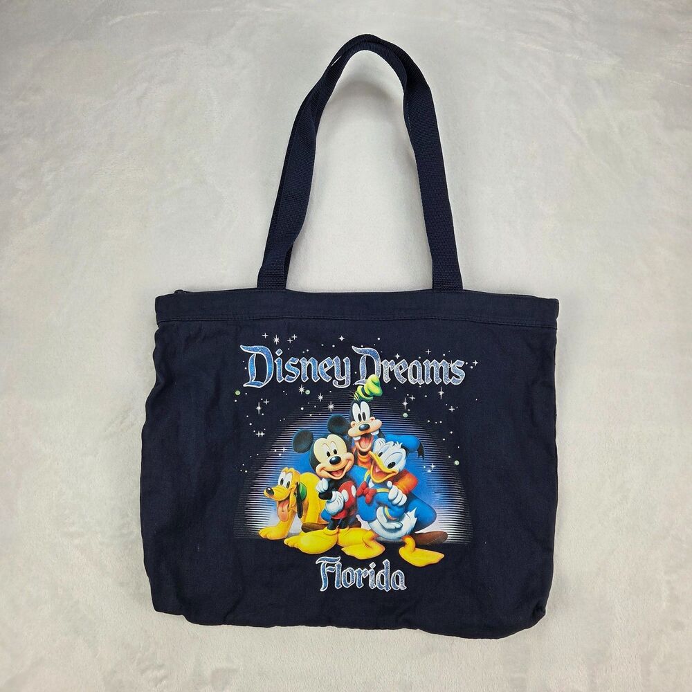 Disney Dreams Florida Tote Bag Mickey Goofy‎ Donald Canvas Zip Official
